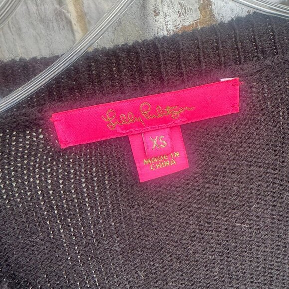 Lilly Pulitzer Black Blooming Long Sleeve Embroidery Floral Sweater Size XS. - Picture 3 of 8